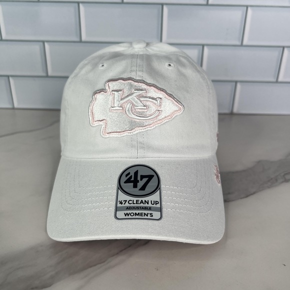 Kansas City Chiefs Hat Cap Strap Back Womens White NFL Football Ballpark Cheer - Picture 1 of 15